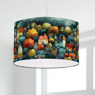Colourful Nighttime Across Town Lampshade Lightshade