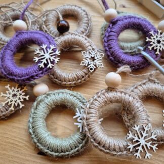 boho crocheted christmas tag