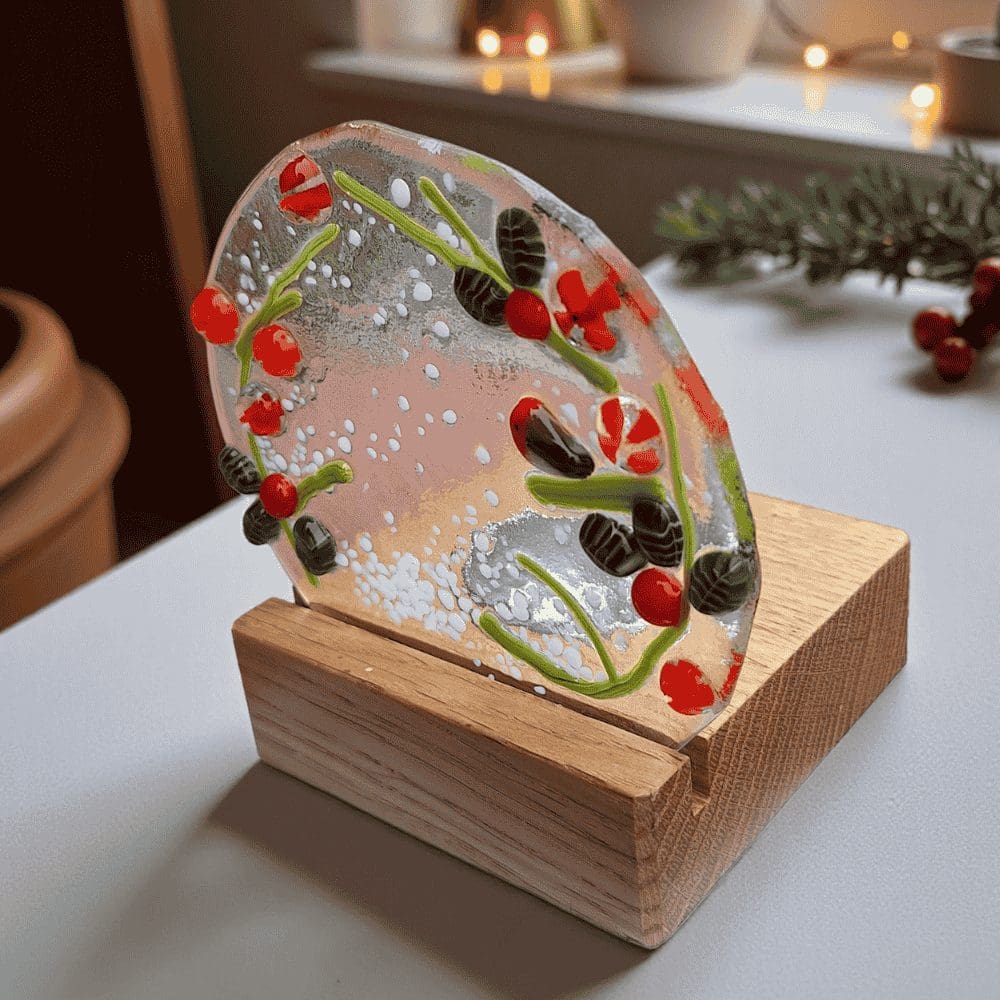 Fused Glass Robin Tealight Holder – Handmade Festive Gift - Image 8