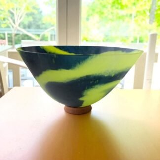 Glass Bowl Aventurine Blue and Pea Green Kiln formed 20cm