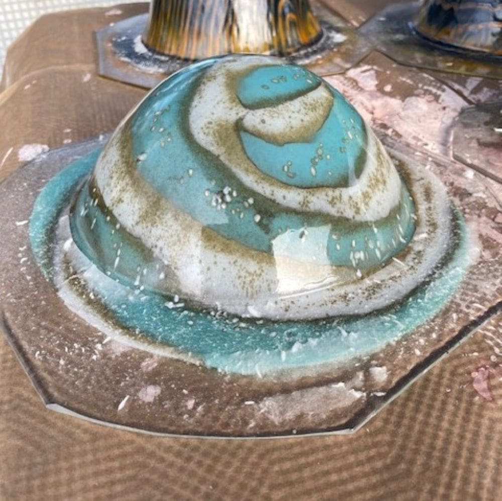 Kiln formed Glass Dropout Bowl Cyan and Blue 20cm - Image 5
