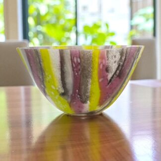 Pink and green glass bowl 20cm