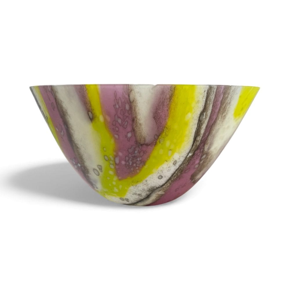 Pink and green glass bowl 20cm - Image 2