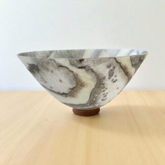 Kiln formed Glass Dropout Bowl Dense White and French Vanilla 20cm diameter