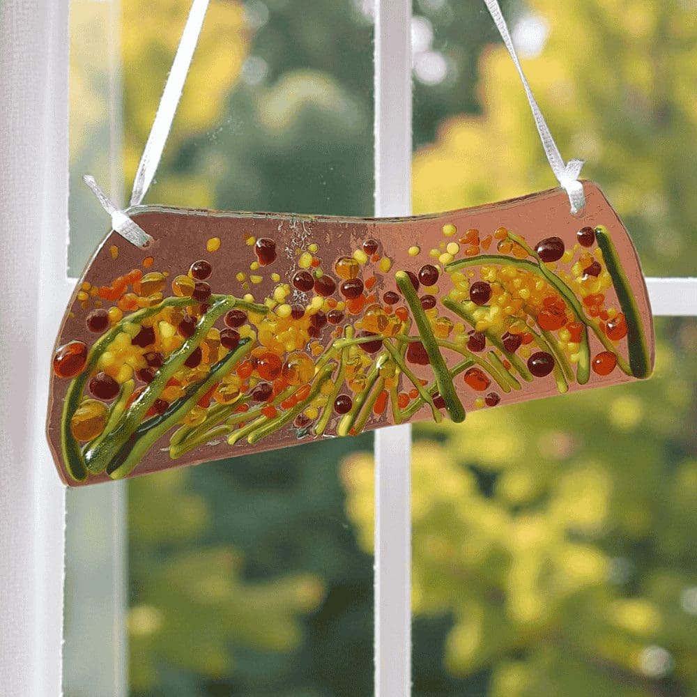 Autumn Meadow Fused Glass Suncatcher – Handmade Gift - Image 8