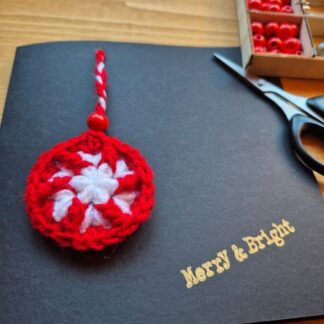 Crocheted Scandi Bauble Christmas Card