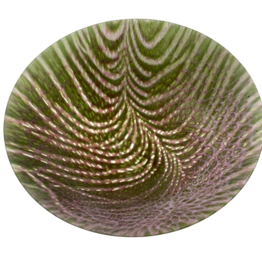 Kiln formed Glass Dropout Bowl Pink and Green - Image 7