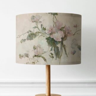 Vintage Floral Lampshade - Pink Green Cream Watercolor Lampshade
