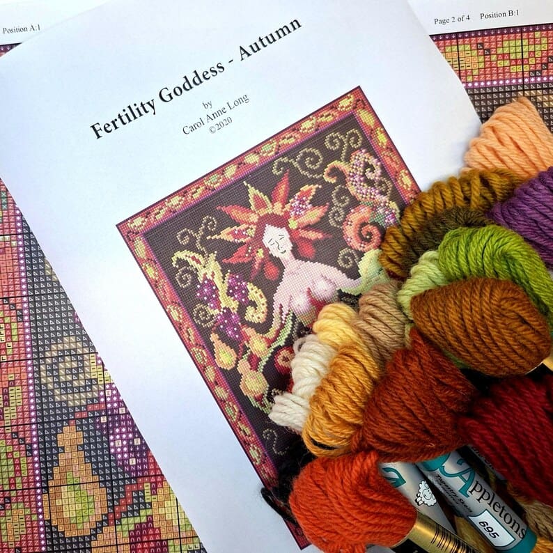 Autumn Goddess Tapestry Kit wool and chart details