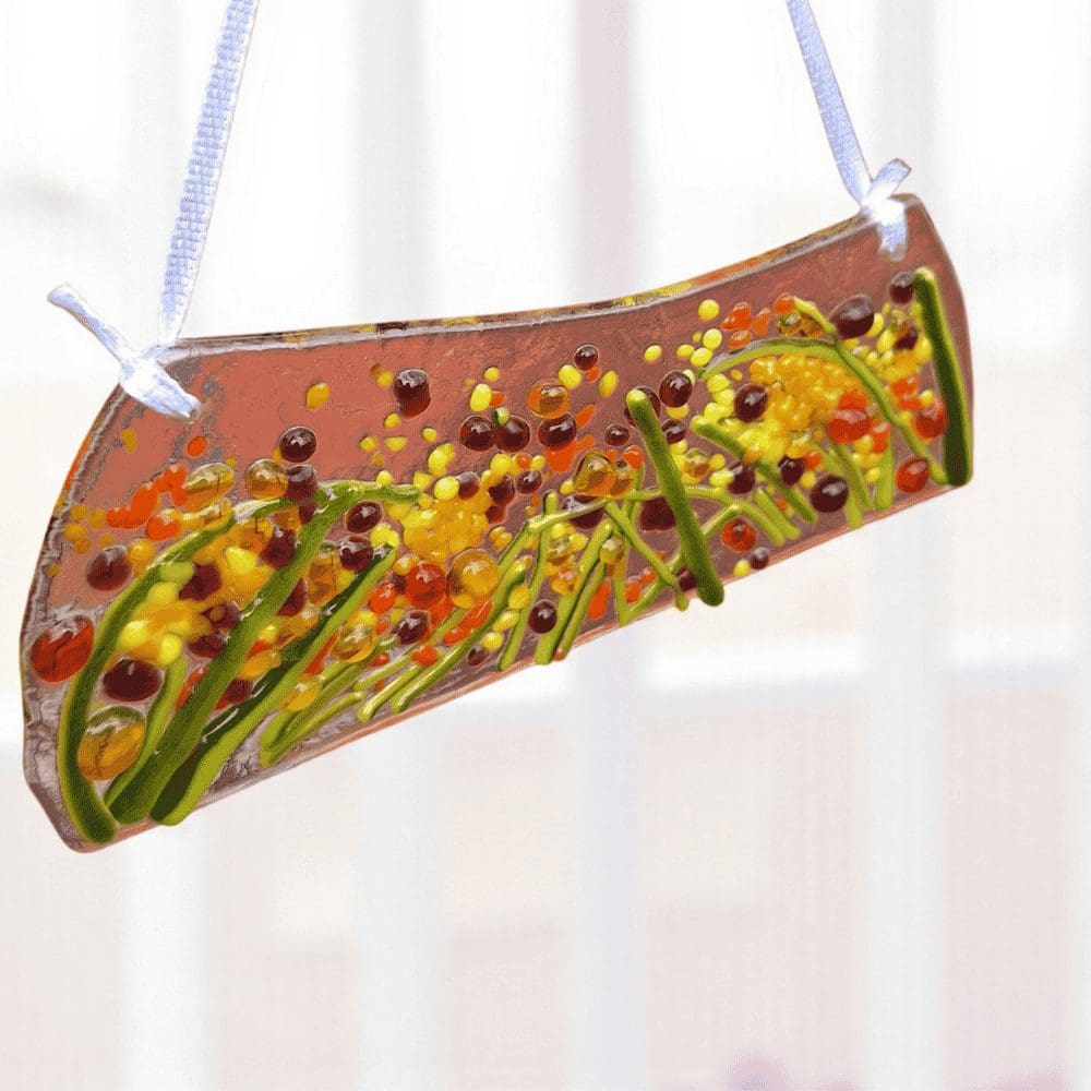 Autumn Meadow Fused Glass Suncatcher – Handmade Gift - Image 5