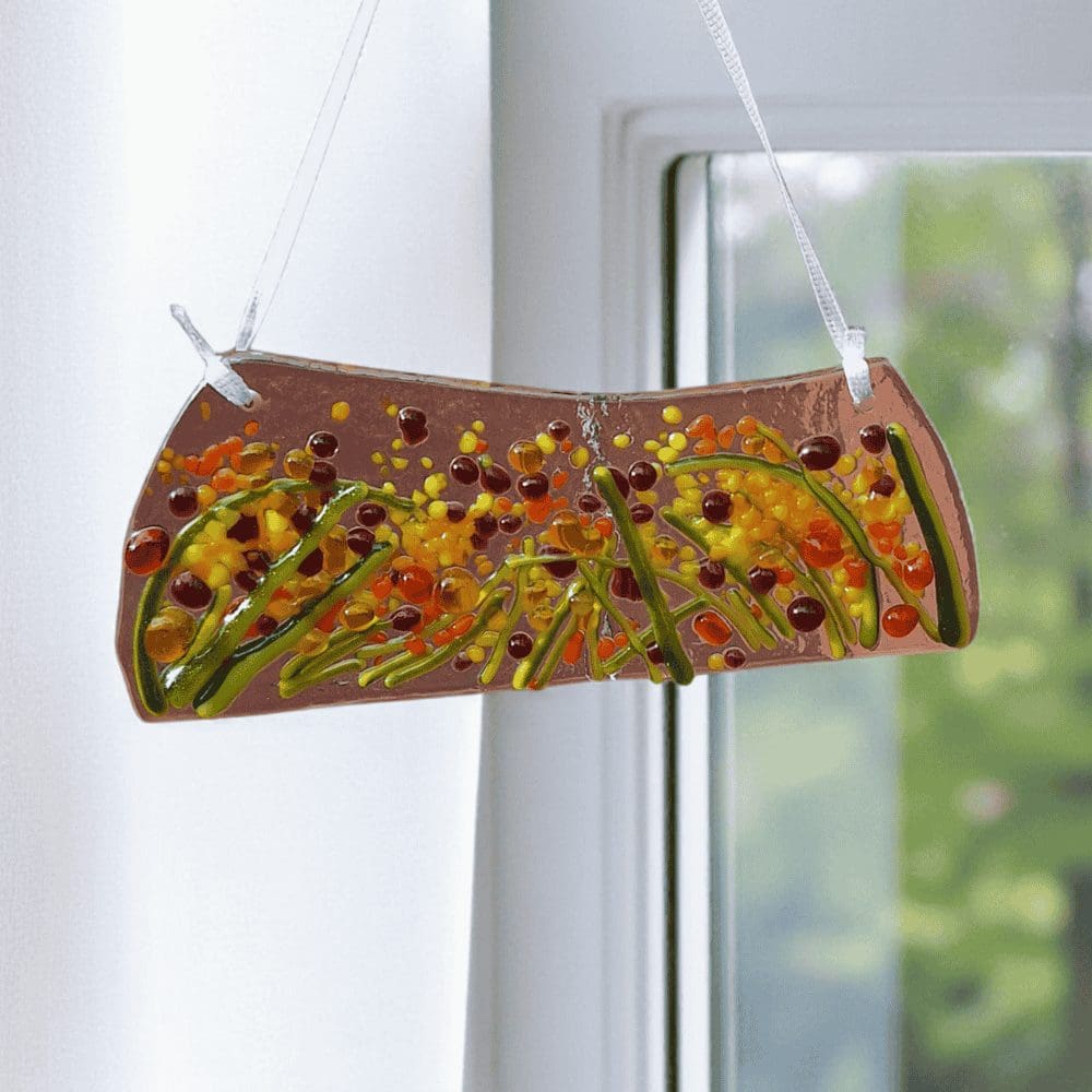 Autumn Meadow Fused Glass Suncatcher – Handmade Gift - Image 4