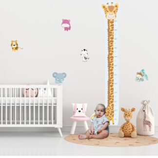 Safari height chart for kids growth with giraffe