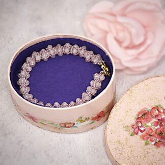Rose quartz beadwork bracelet in gift box
