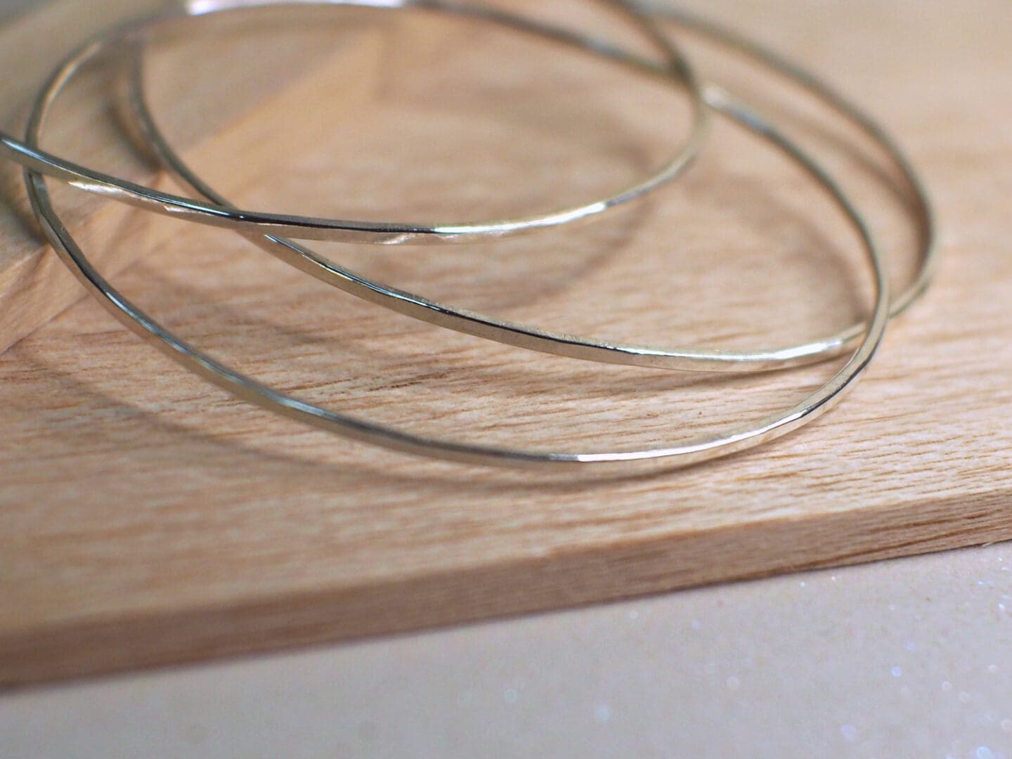 hammered finish on silver bangles
