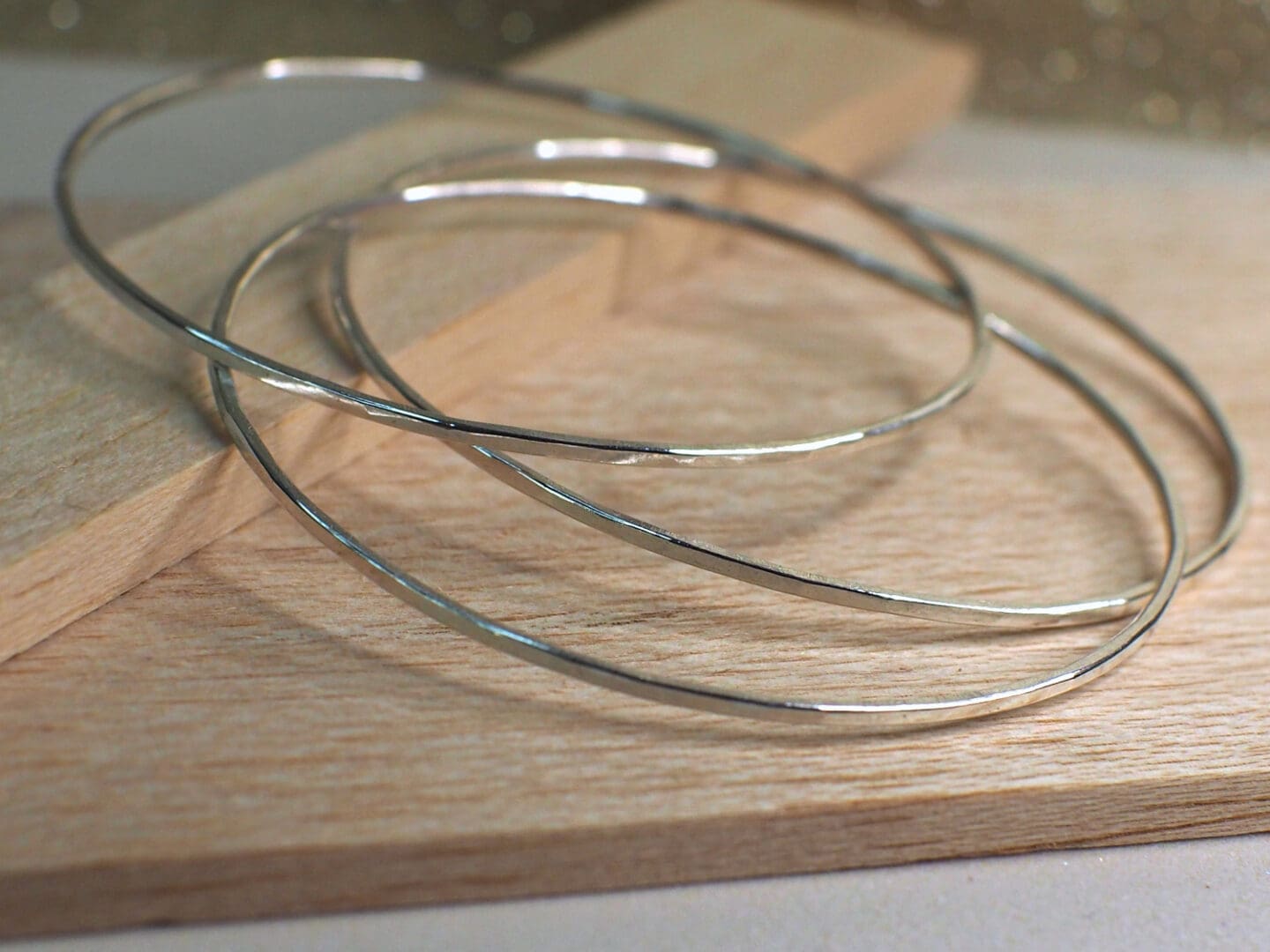 silver bangle stack