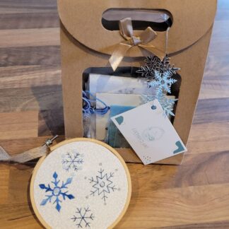Snowflake embroidery kit Christmas tree decoration 4 inch hoop.