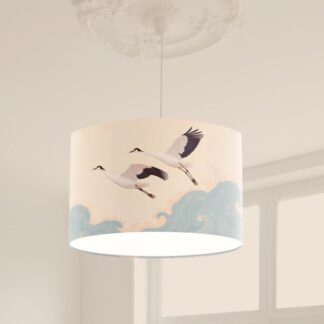 Vintage Bird Print Lampshade - Duck Egg Blue and Cream Lightshade