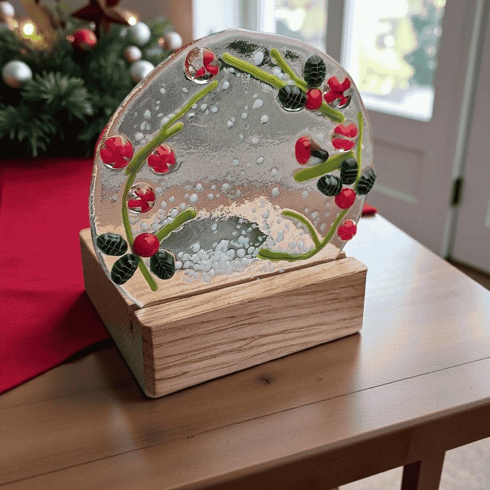 Fused Glass Robin Tealight Holder – Handmade Festive Gift - Image 5