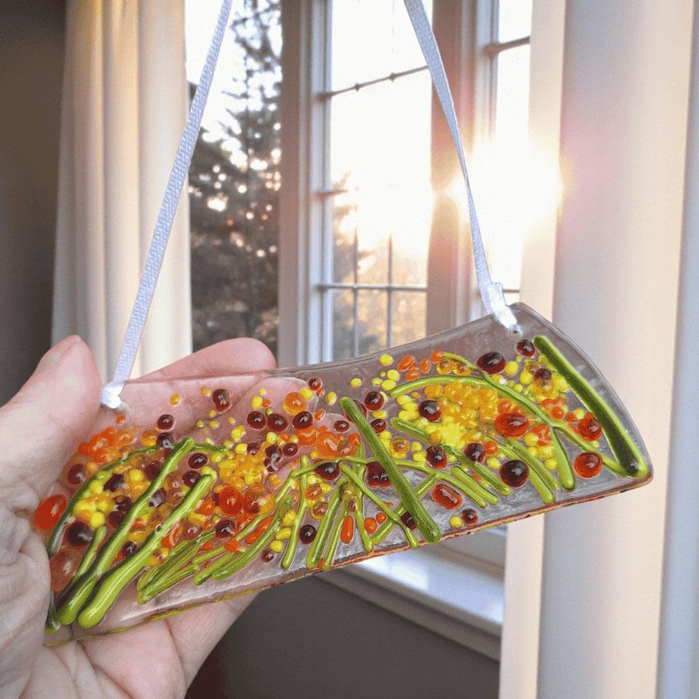 Autumn Meadow Fused Glass Suncatcher – Handmade Gift - Image 2