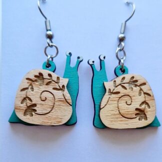 Cute Wooden Snail Drop Earrings