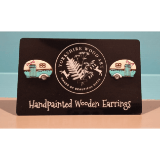 Handmade Caravan Wooden Stud Earrings