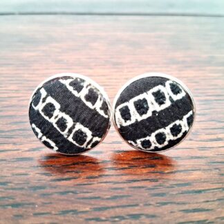 Black & White Japanese Kimono Silk Cufflinks