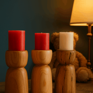 Wooden Pillar Candle Holder in Yew or Spalted Beech