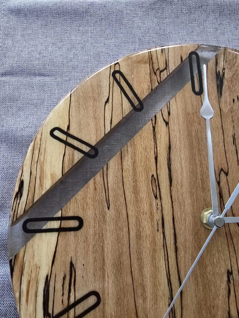 Handcrafted Spalted Beech Wall Clock with Clear Resin Inset - Image 4