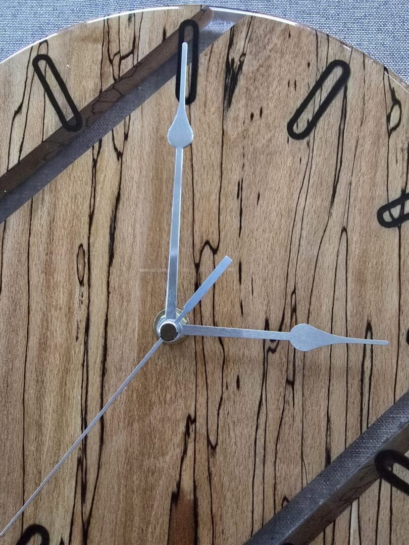 Handcrafted Spalted Beech Wall Clock with Clear Resin Inset - Image 2
