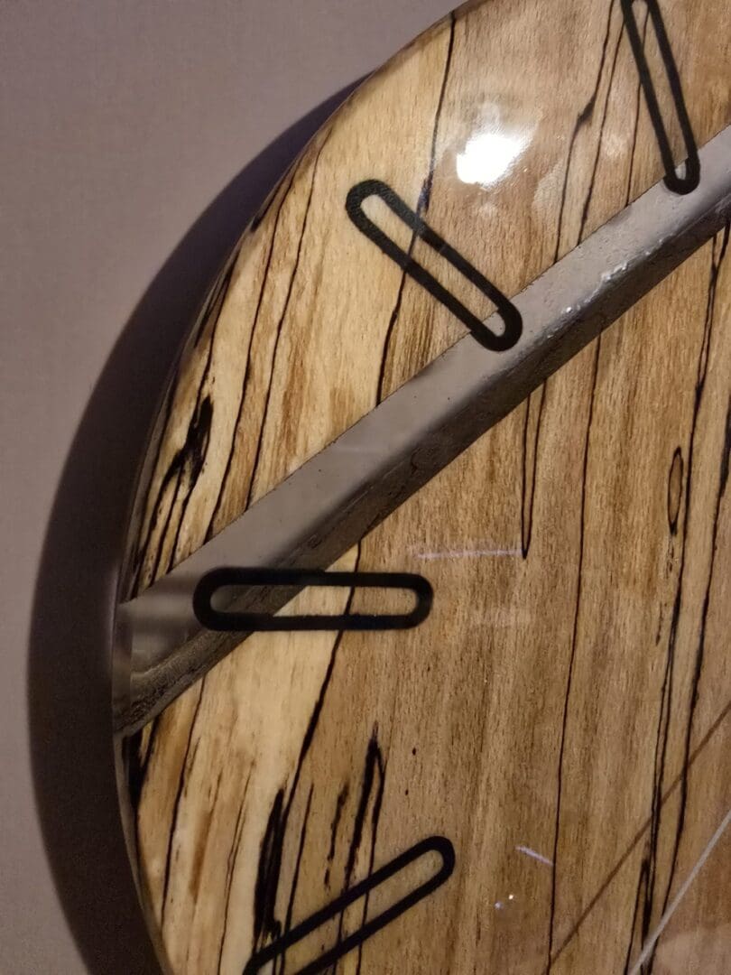 Handcrafted Spalted Beech Wall Clock with Clear Resin Inset - Image 7