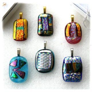 Dichroic fused glass pendants silver or gold chain choice of design