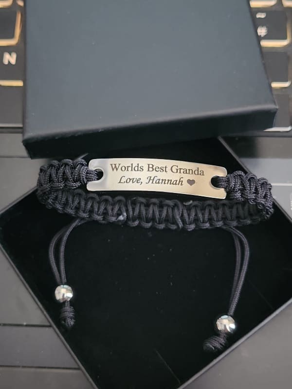 Personalised Mens Adjustable Bracelet| Stainless Steel Plate| Custom Engraved Wristband| Gift for Him| Personalised Jewelery| Christmas gift - Image 2