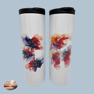 Choice of floral artwork on Tumbler style drinks bottles