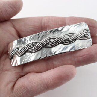 Medium Sterling Silver Hair Barrette with Woven and Textured Detail