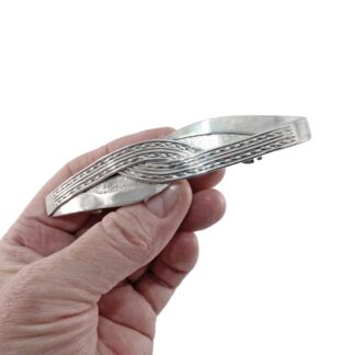 Large Sterling Silver Hair Barrette with Crossover Woven Detail