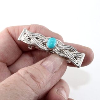 Small Silver Hair Barrette with Turquoise