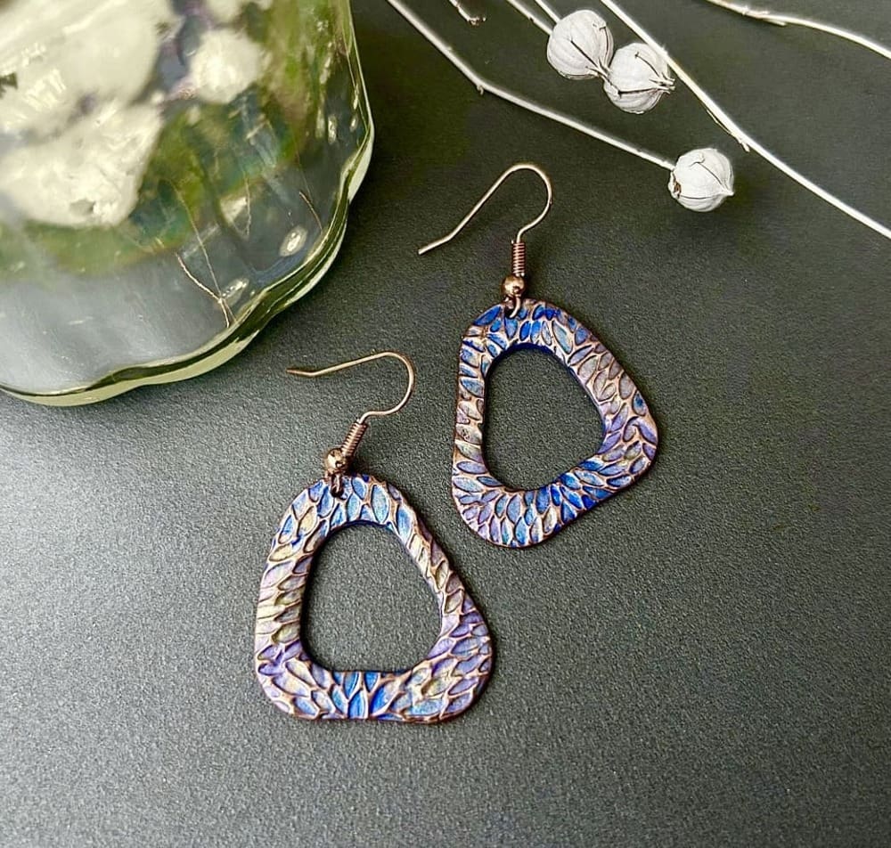 Copper Handcrafted Drop Earrings - Image 2