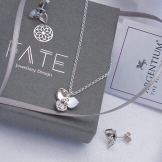 Silver Flower Necklace Argentium Silver Adjustable chain