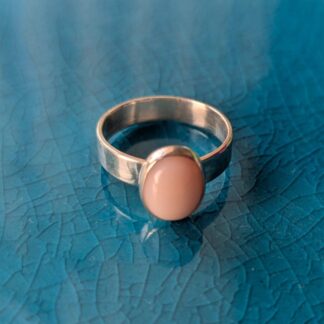Handmade Pink Coral Sterling Silver Textured Ring