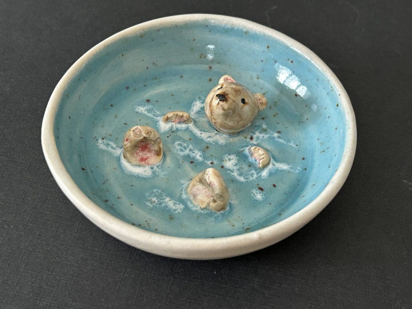 Ceramic trinket dish with cute swimming animal