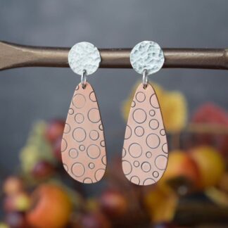 Contemporary Handmade Copper and Sterling Silver Earrings