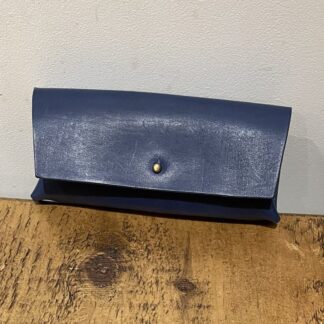 Blue Italian leather glasses cases made, handcrafted
