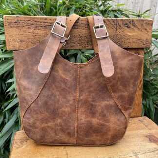 Shoulder bag, English distressed leather, handcrafted