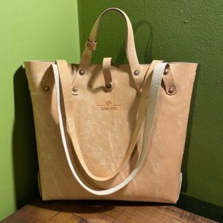 Italian “Graffiti” leather, tote bag, natural, handcrafted