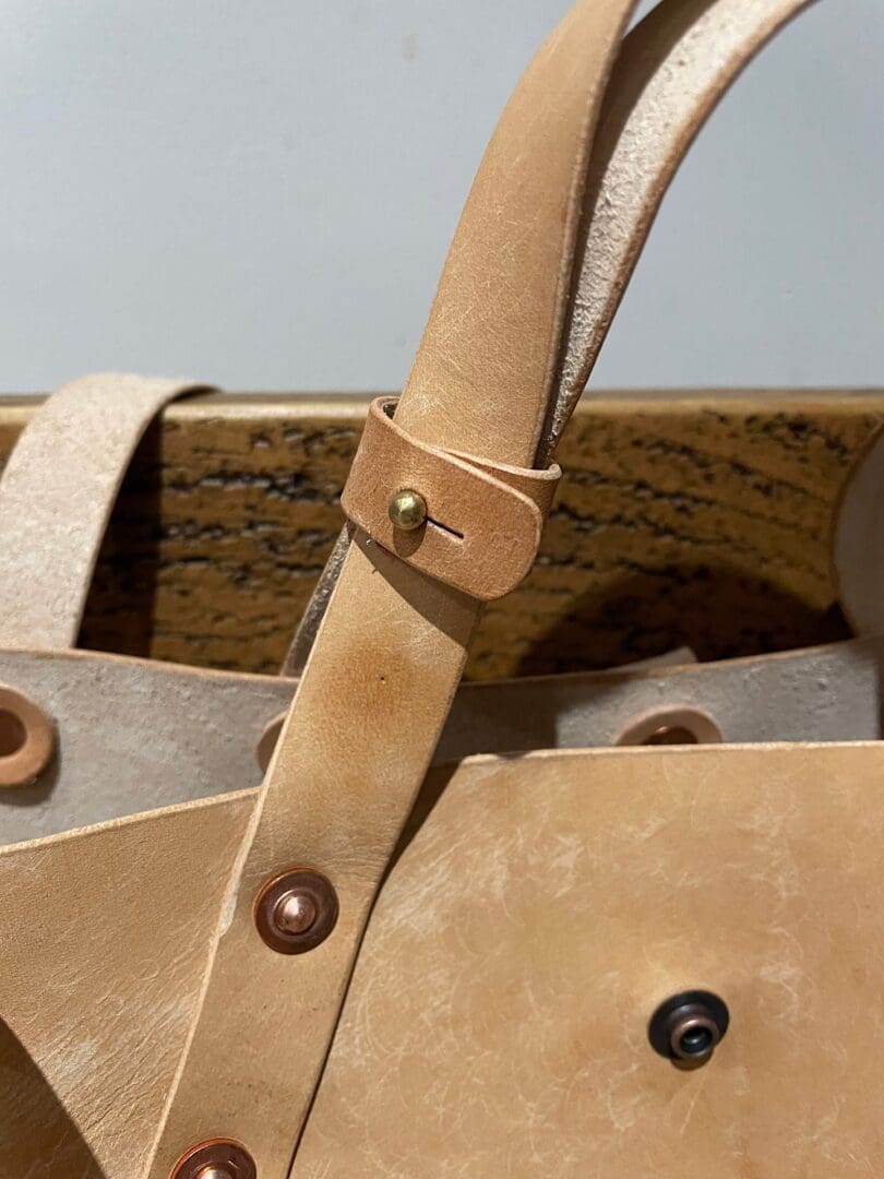 Italian “Graffiti” leather, tote bag, natural, handcrafted - Image 5
