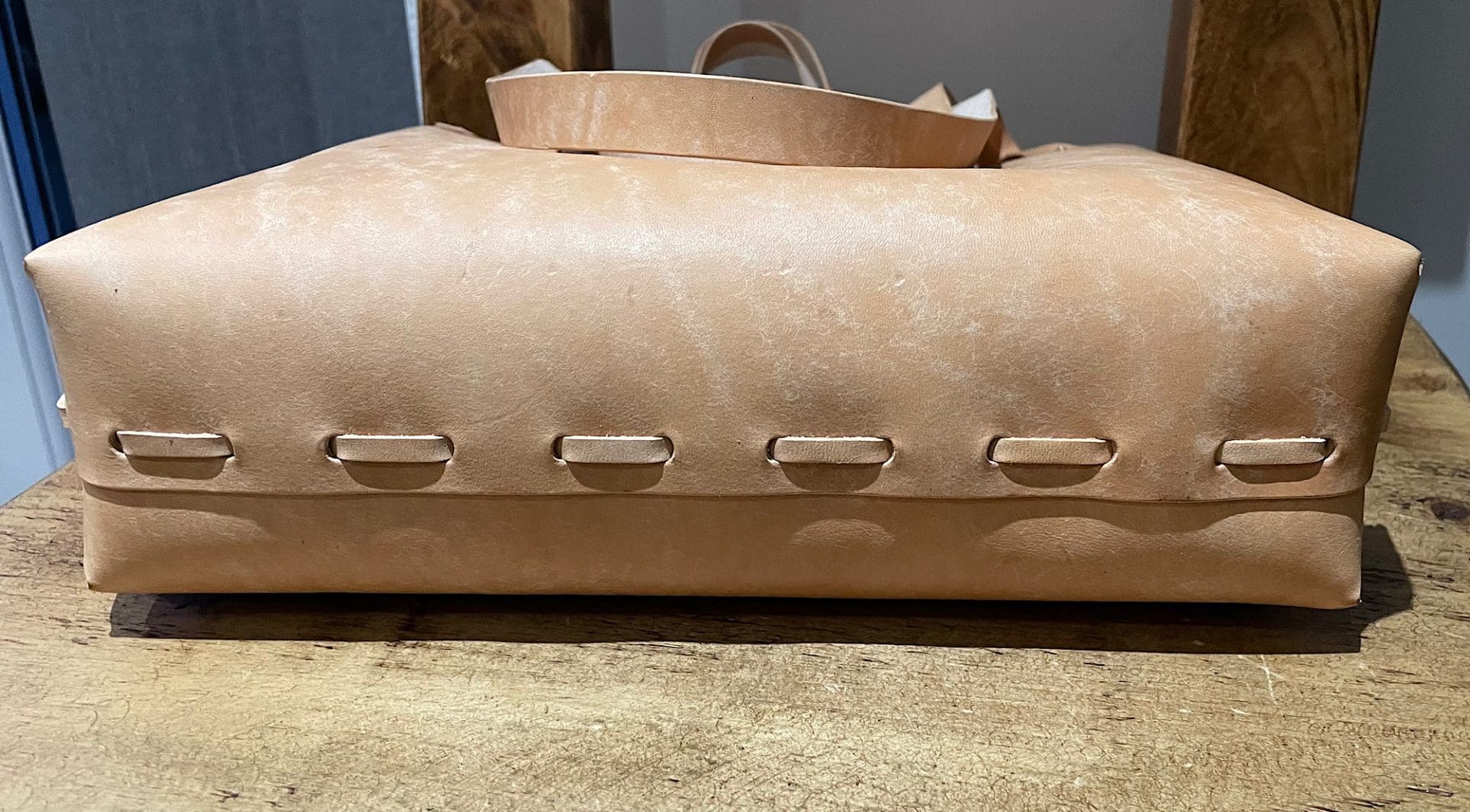 Italian “Graffiti” leather, tote bag, natural, handcrafted - Image 7