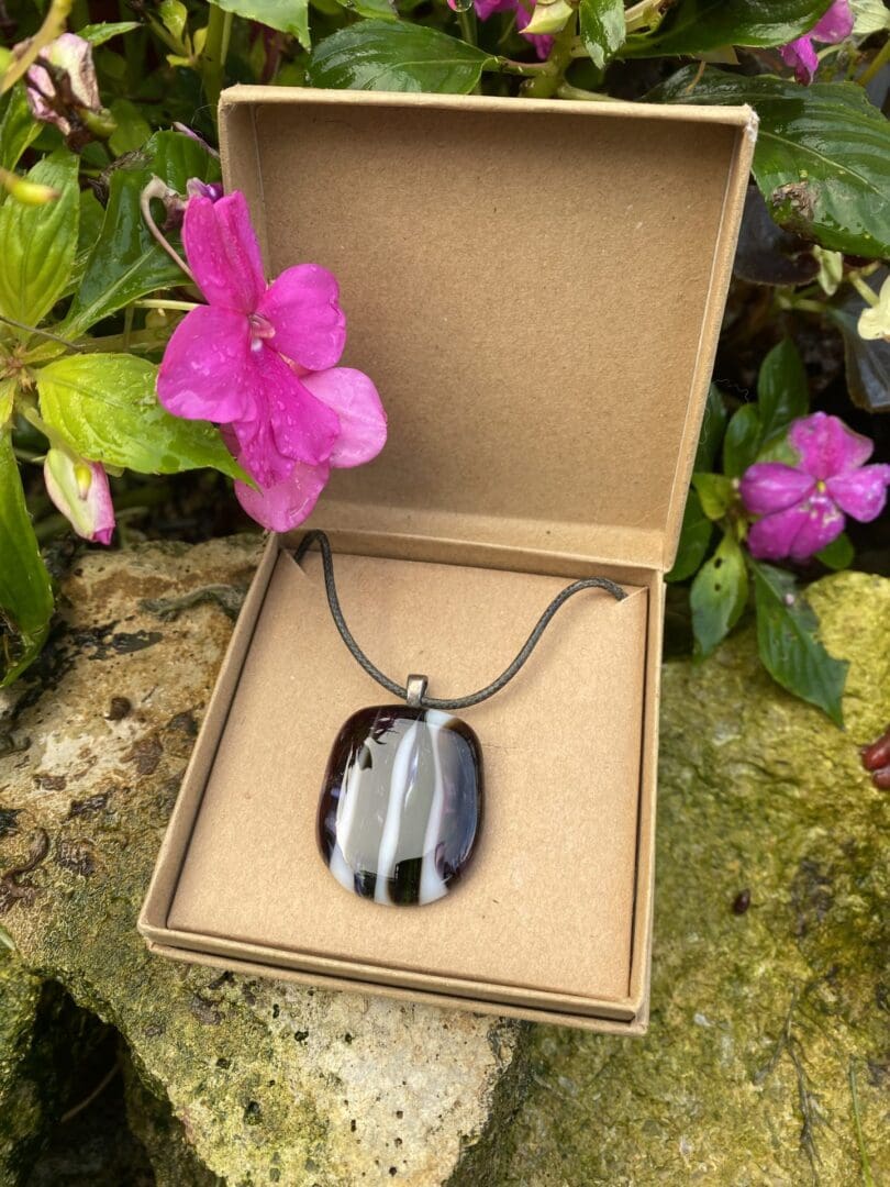 Fused glass strata style pendant
