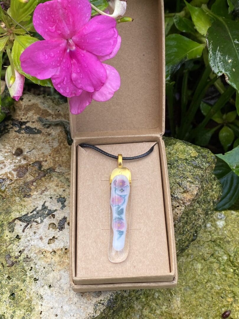 Fused Glass Floral bar Pendant