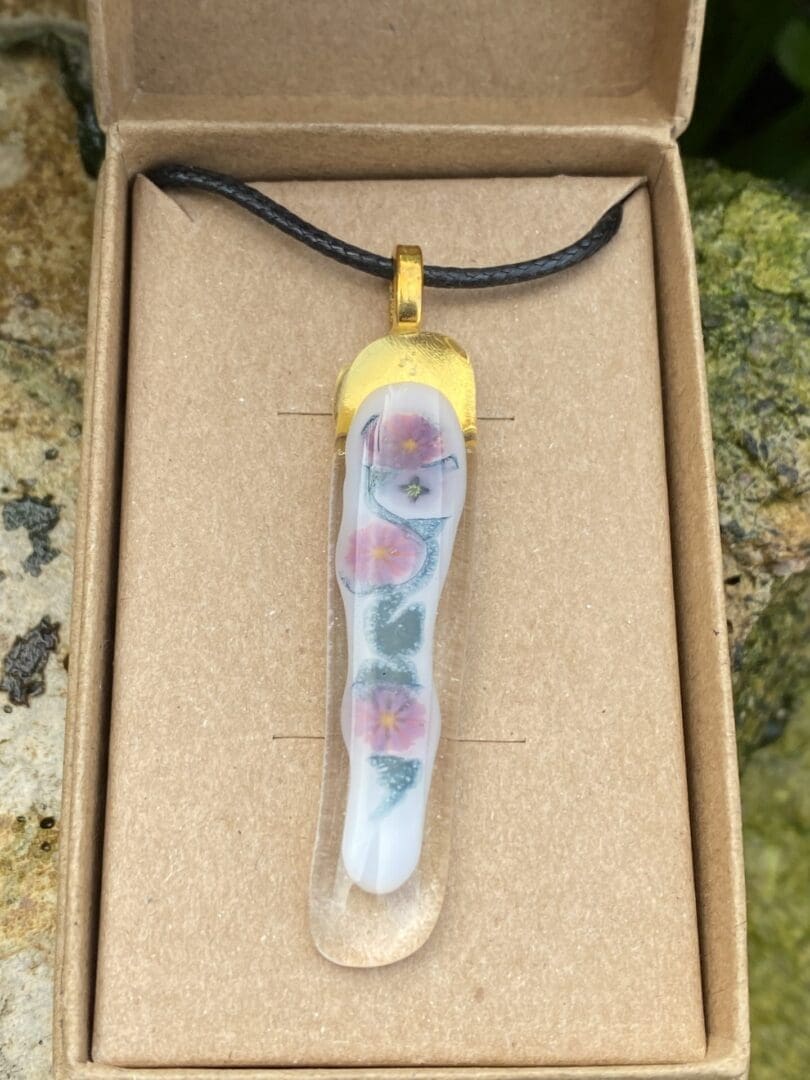 Fused Glass Floral bar Pendant - Image 2