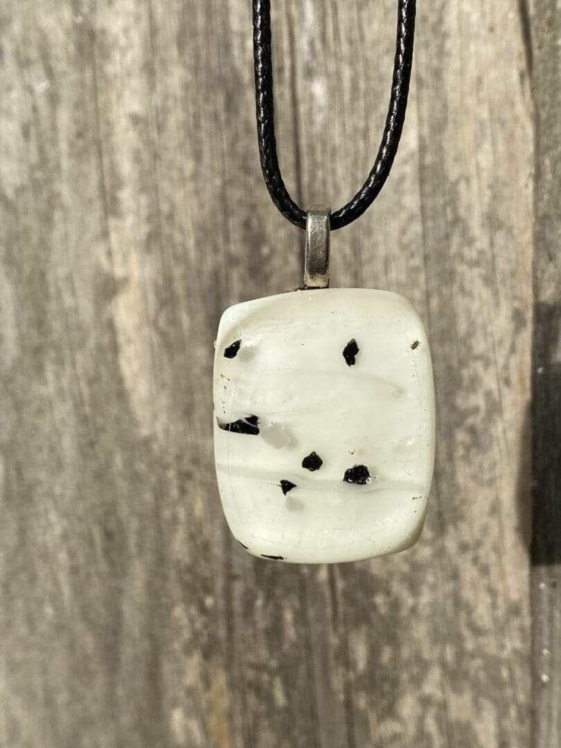 White and Black Fused Glass Pendant